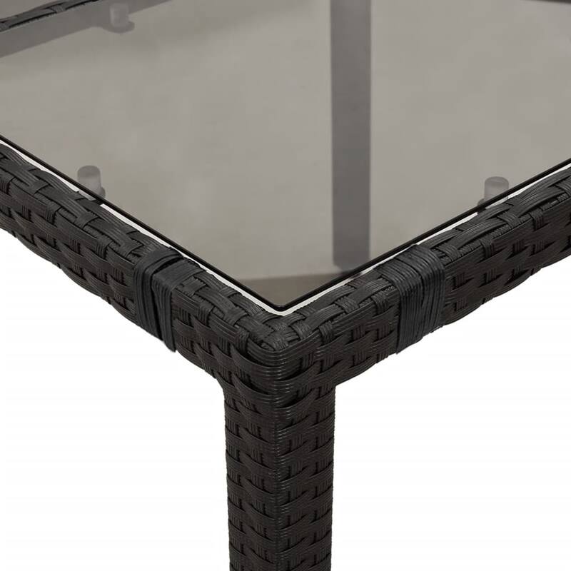 vidaXL Patio Dining Set with Cushions Bistro Futniture Set Black Poly Rattan - 22.0 x 23.2 x 36.2