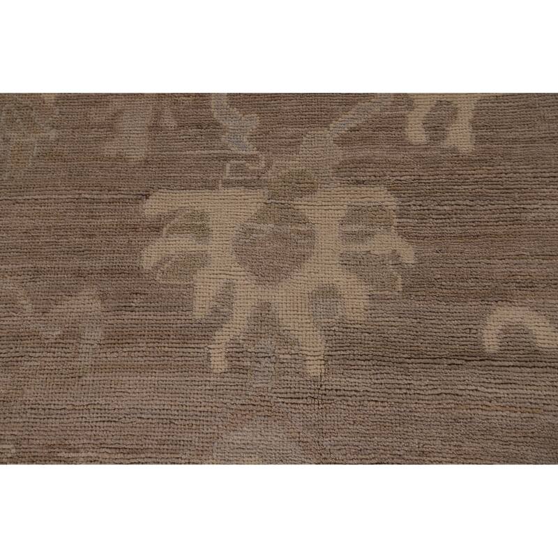 Vegetable Dye Oushak Turkish Area Rug Floral Handmade Wool Carpet - 9'1" x 11'11"