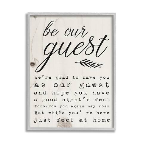 The Stupell Home Decor Collection Be Our Guest Poem Cursive, Framed Giclee, 16 x 1.5 x 20, Made in USA - Multi-color
