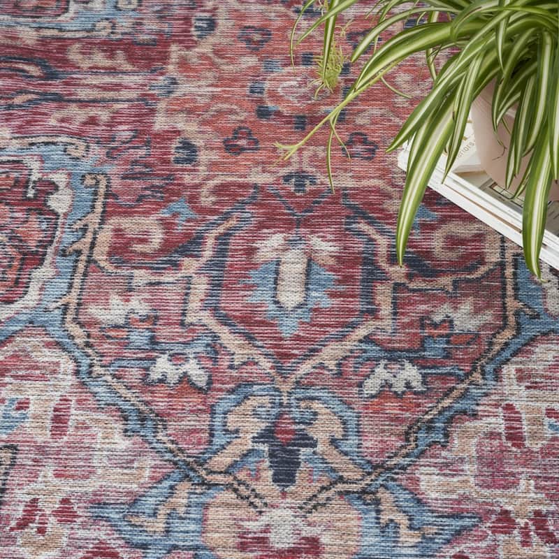 Hequ Power Loomed Distressed Floral Area Rug By HomeRoots - 9' x 12'
