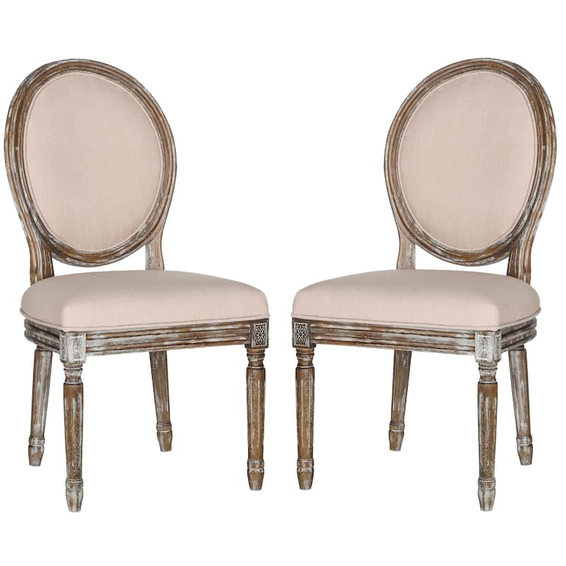 SAFAVIEH Rona Parisian Oval Dining Chair (Set of 2) - 20Wx20Dx39H - Beige/Rustic Oak