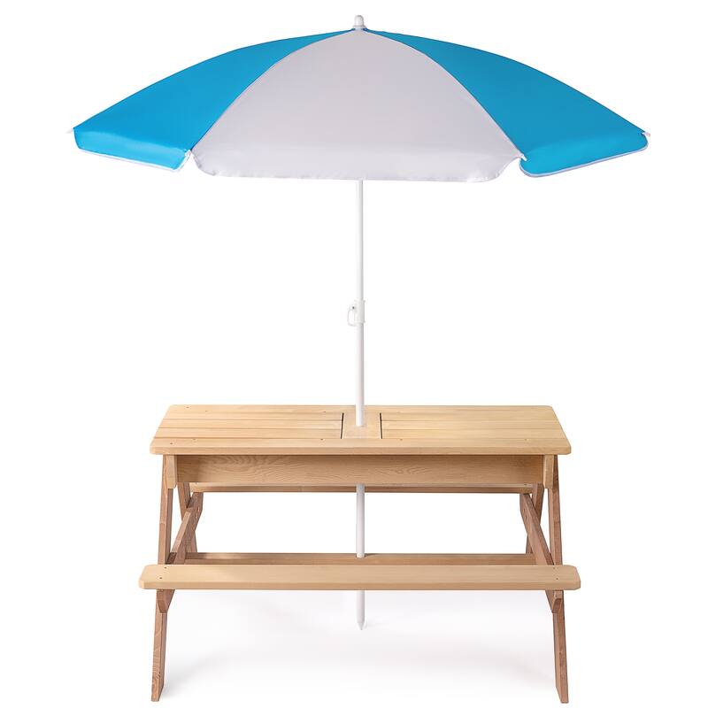 3-in-1 Kids Outdoor Wooden Picnic Table