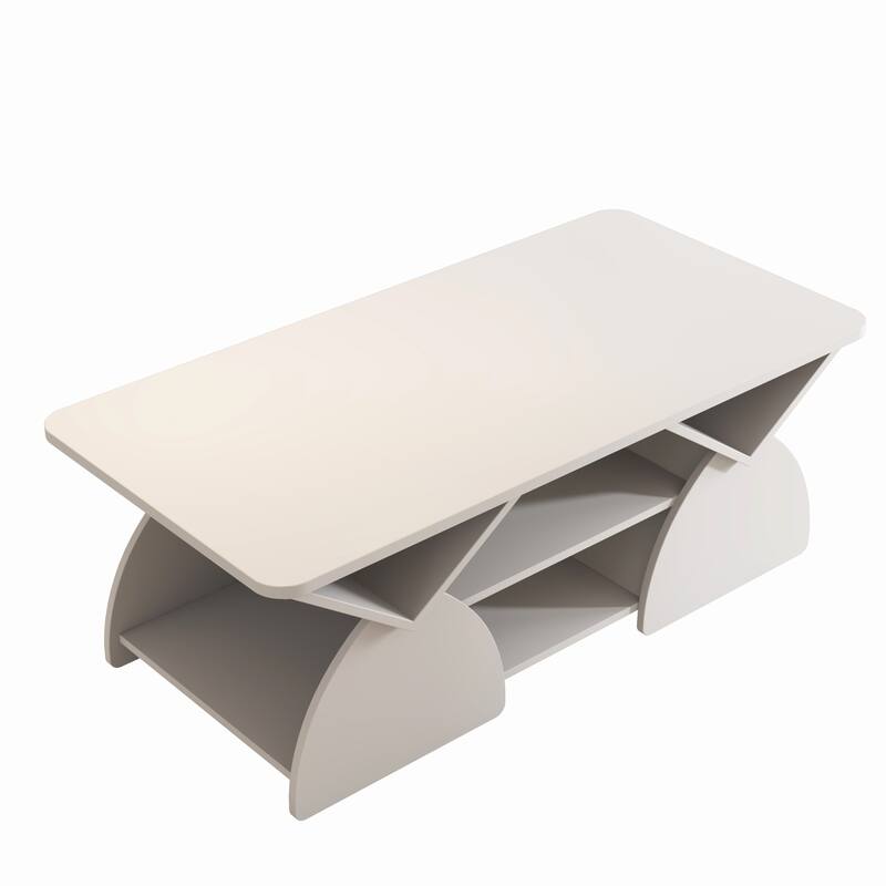 GDFStudio - Quill Wood Geometric Coffee Table with 6 Independant Storage Areas