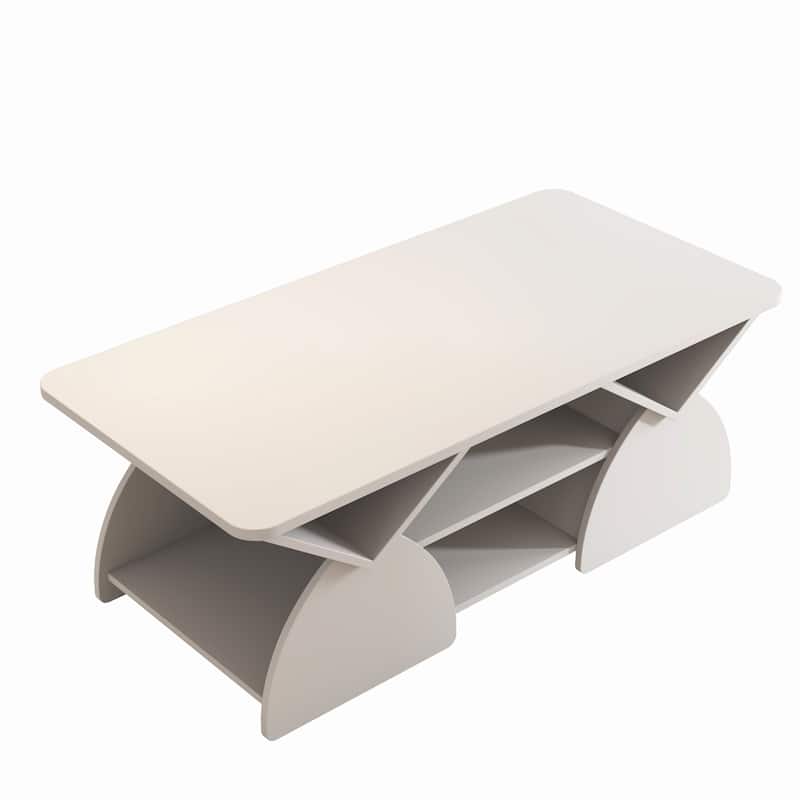 Rectangular Coffee Table for Living Room, Center Table with Storage, 47 Inch Space Saving Modern Coffee Table