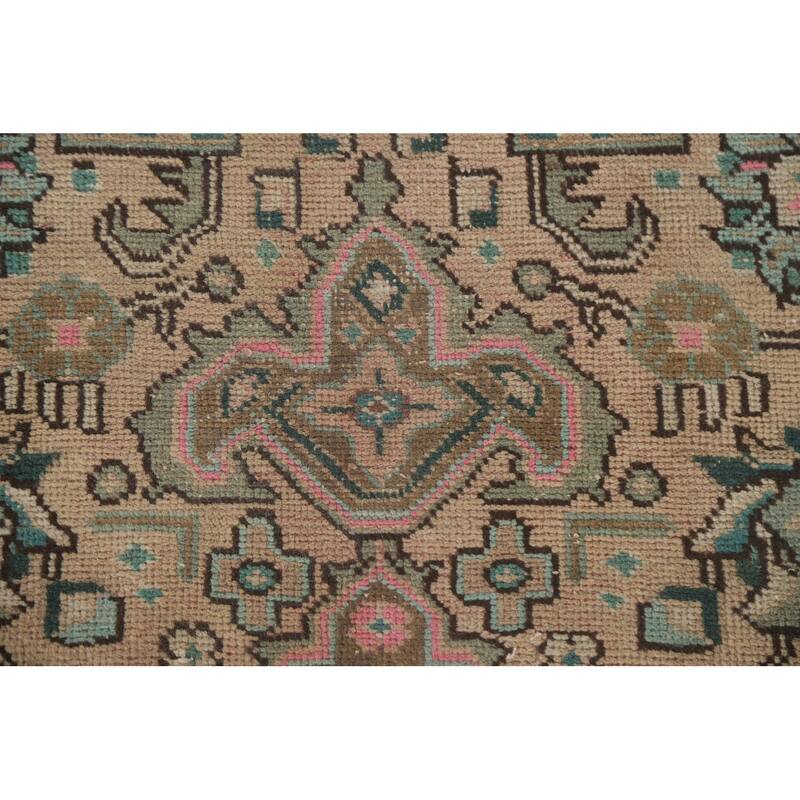 Hand Knotted Oriental 100% Wool Carpet Traditional Medallion Peach Tabriz Area Rug - 9' 7'' X 6' 7''