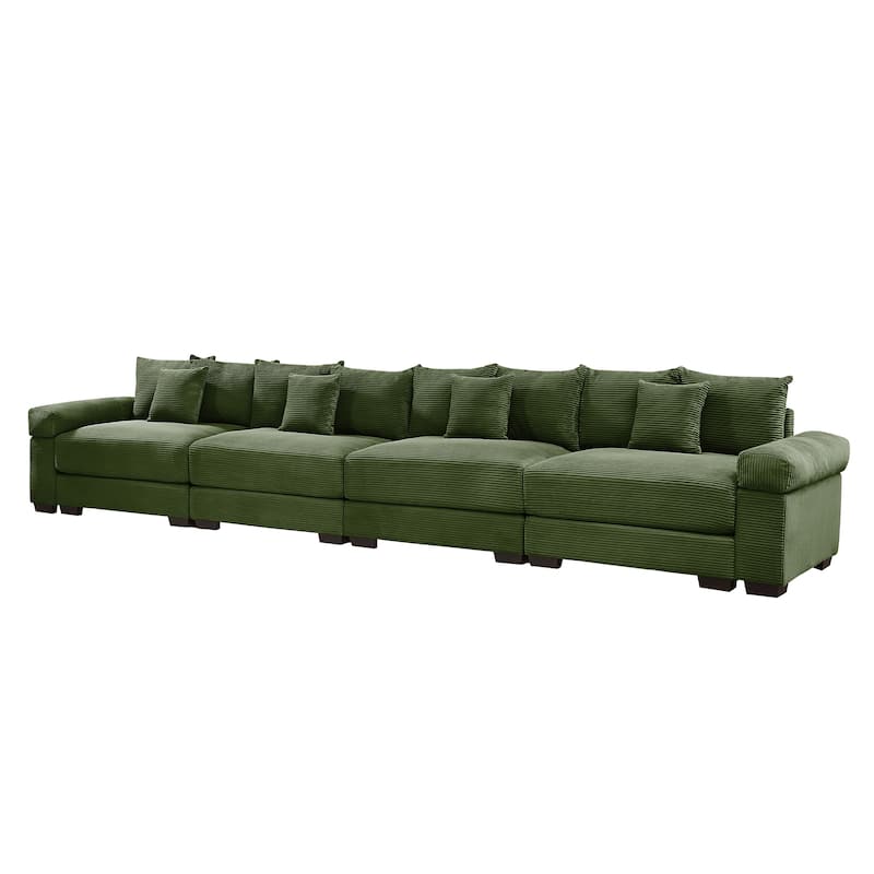 GDFStudio - Corduroy 4-Seater 170" Cloud Sofa Couch with Extra-Thick Armrests