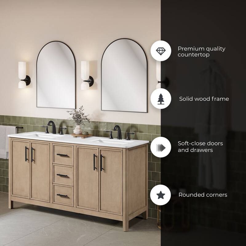 OVE Solas Bathroom Vanity with White Engineered Stone Top