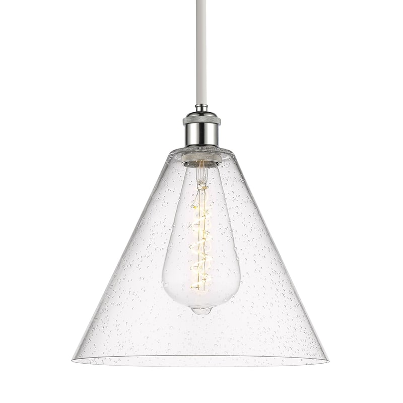 Innovations Lighting 516-1S-13-12 Berkshire Pendant Berkshire 12" Wide - White and Polished Chrome / Seedy