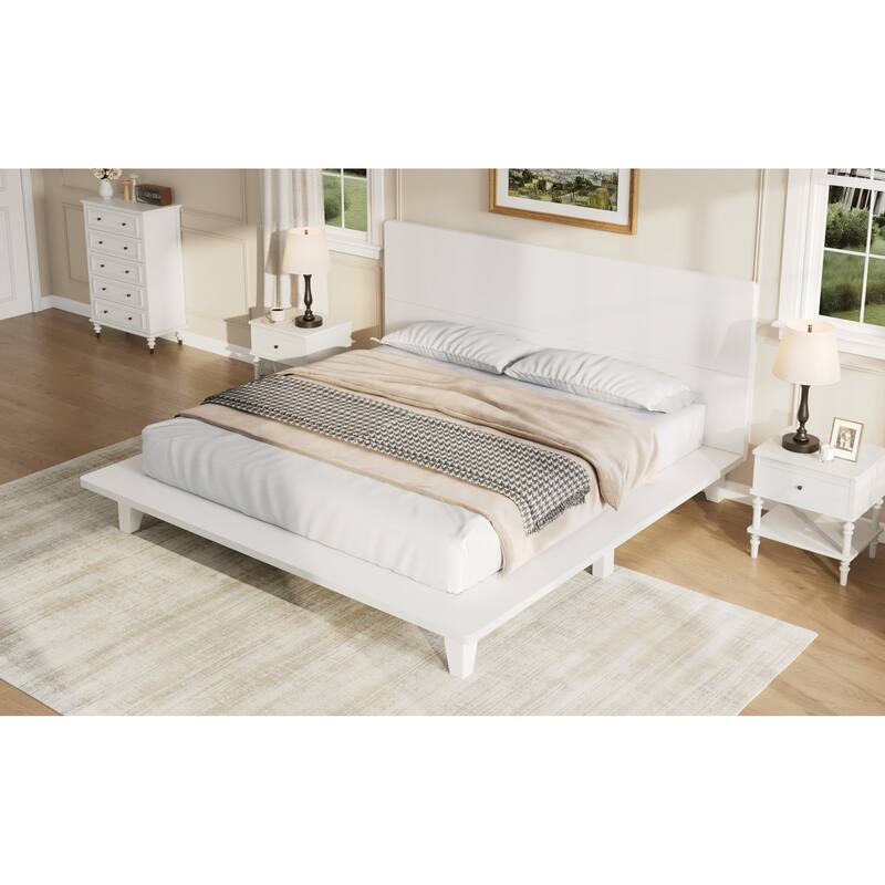 Roomfitters Full/Queen/King Size Wood Platform Bed with Headboard and Slat Support