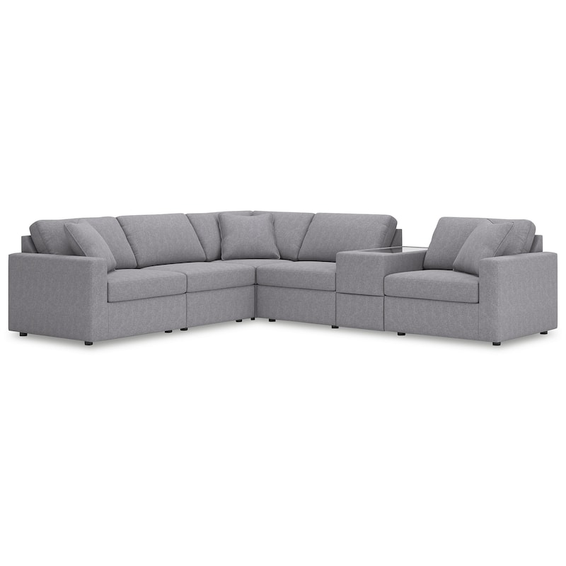 Signature Design by Ashley Modmax 6-Piece Sectional with Storage Console - 124" W x 107" D x 36" H - Grey