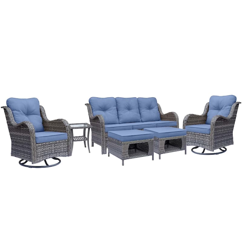 High Back Rattan Wicker Outdoor Patio Conversation Swivel chairs Sets