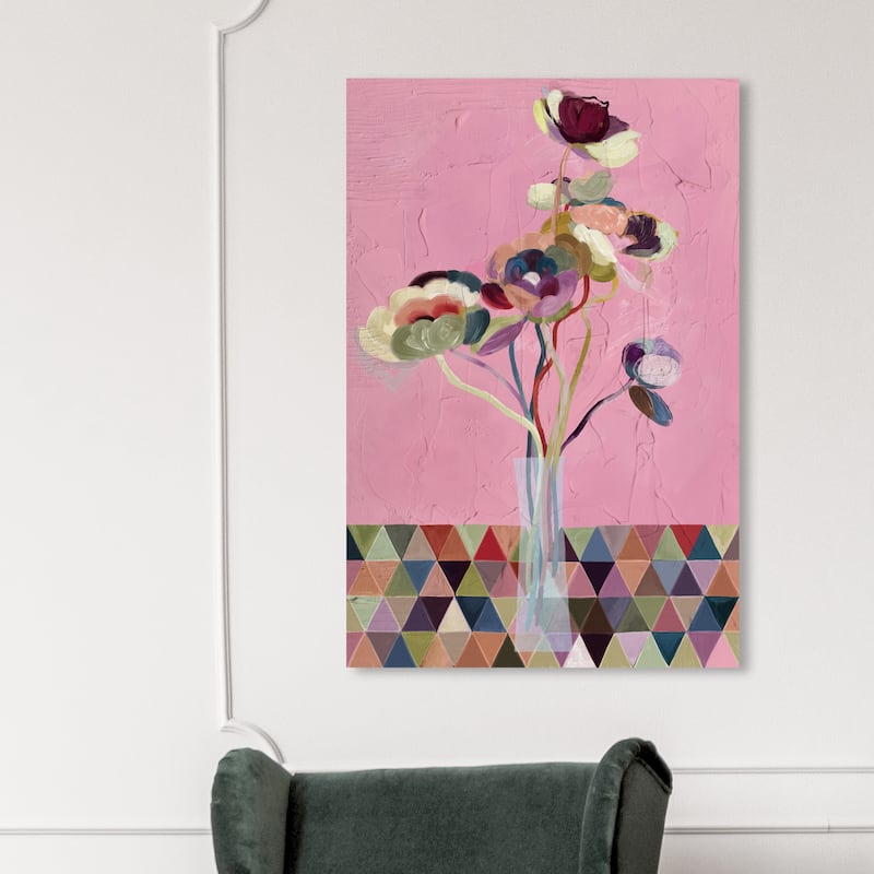Wynwood Studio Canvas Floral and Botanical Floral Vase Abstract I Pink and Dark Pink Modern & Contemporary Wall Art Canvas Print - 45 x 30