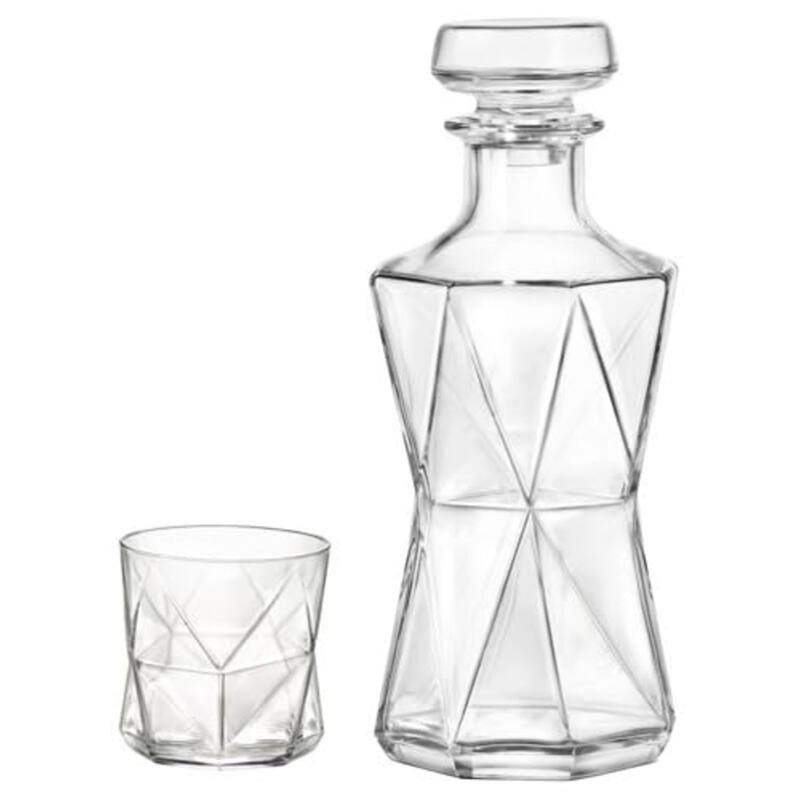 Bormioli Rocco Cassiopea 7Pc Whiskey Set 1 Decanter 6 Rocks Glasses - 33.75 oz. Decanter; 11.25 oz. Glasses