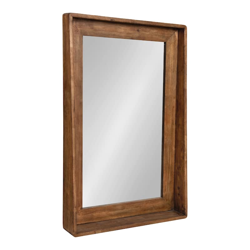 Kate and Laurel Basking Wall Mirror with Shelf - 24x36 - Walnut