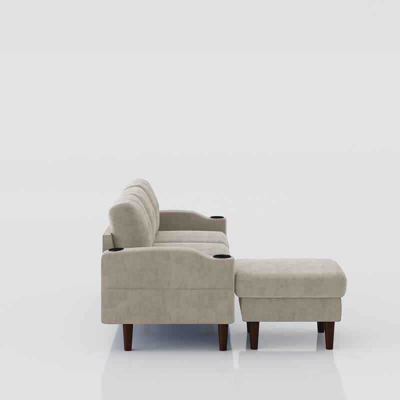 Convertible L-Shaped Sofa with Footstools and Storage for Multi-Use