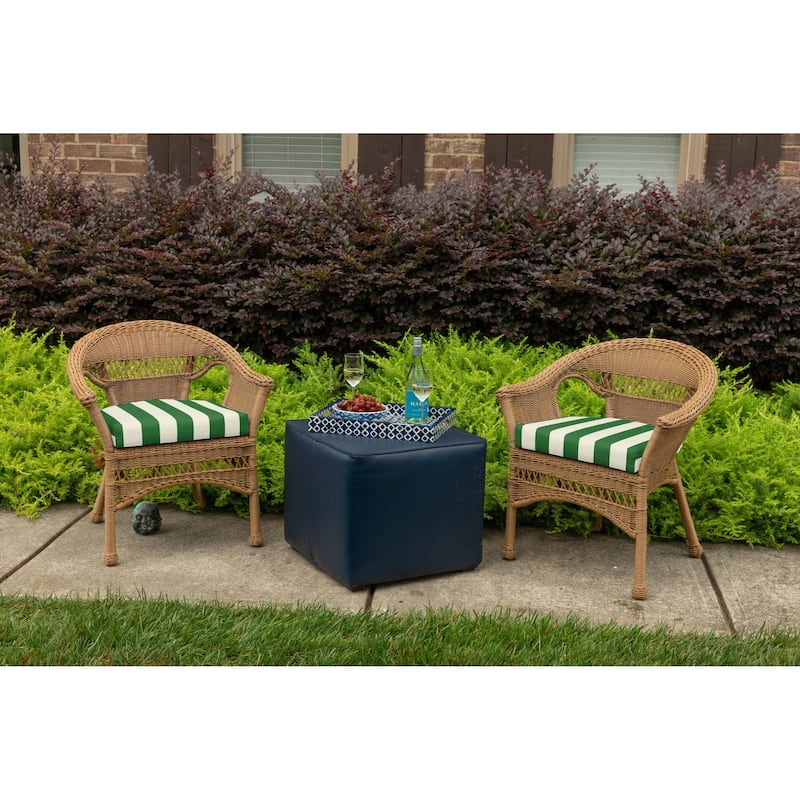 Sunbrella® Stripe Fabric 1-Piece Indoor/Outdoor Wicker Seat Pad, 18"W x 18"L