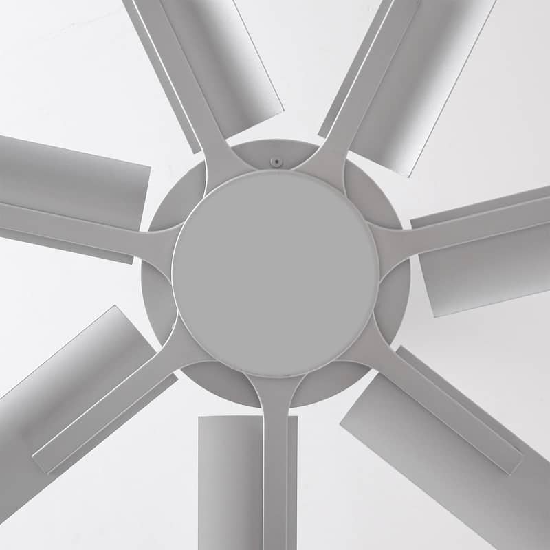 Ceiling Fan Modern 84" Industrial 7-Blade Silver Metal