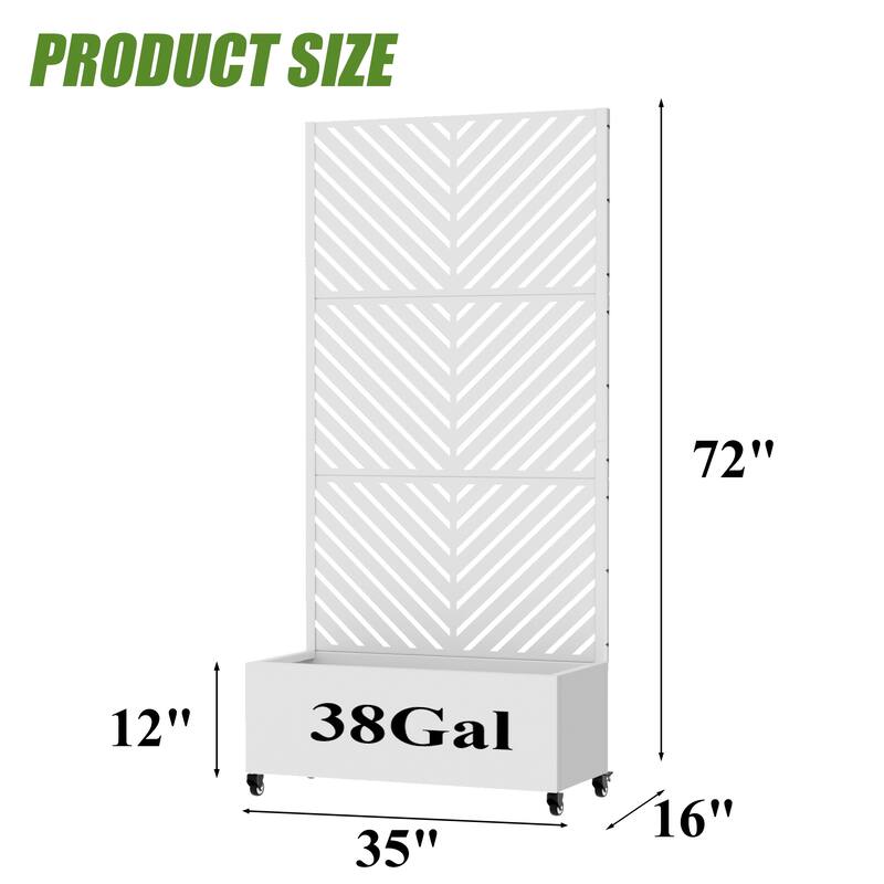 Raised Garden Bed Planter with Trellis Movable Planter Box with Lockable Wheels