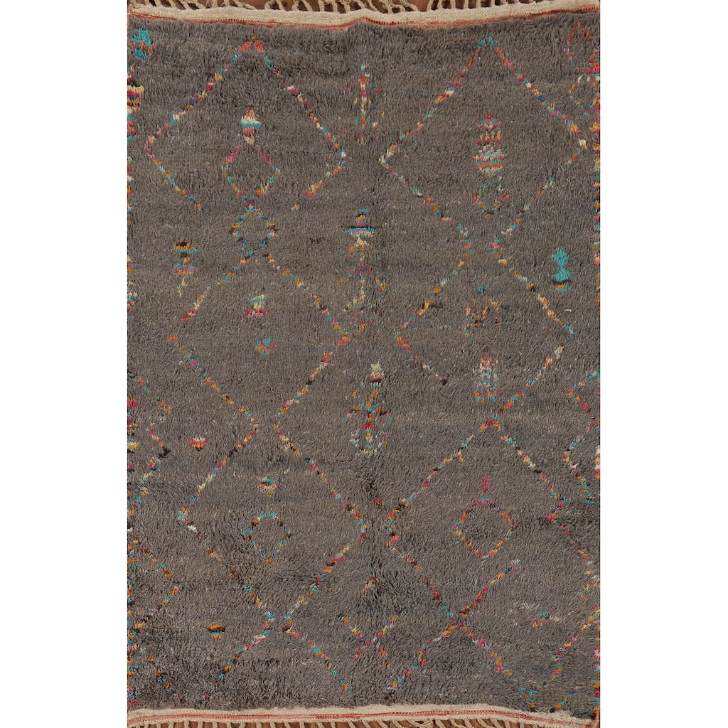 Trellis Plush Moroccan Oriental Area Rug Handmade Wool Carpet - 5'1" x 7'11"