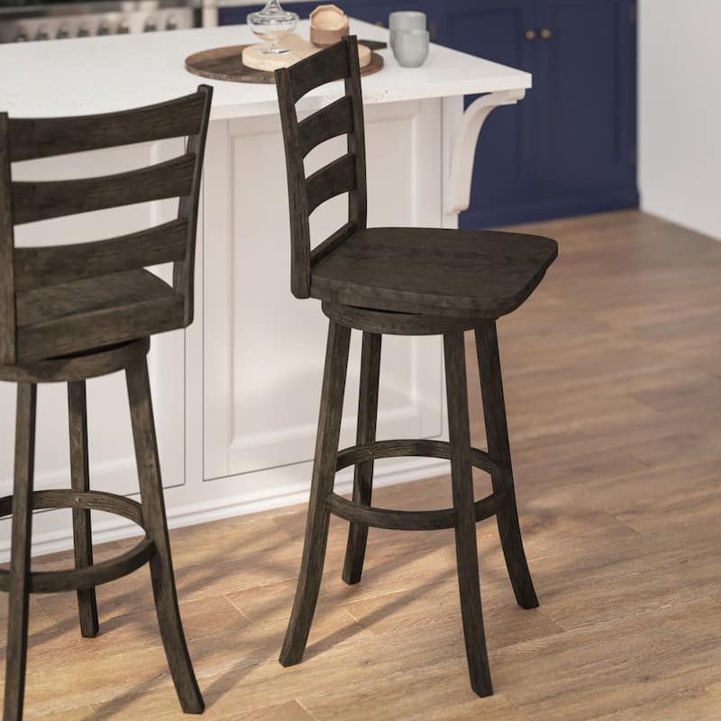 Commercial Grade Traditional Ladderback Wooden Swivel Barstool