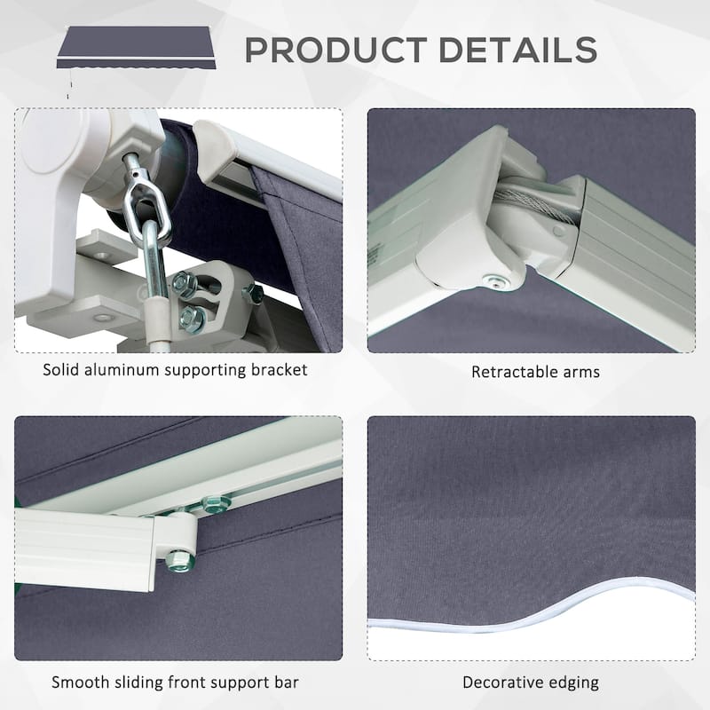 Outsunny 10x8-foot Manual Retractable Sunshade Shelter Awning