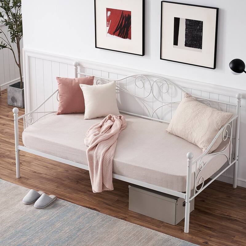 Javlergo Twin Metal Daybed Modern Sofa Bed Frame with Headboard No Box Spring Needed