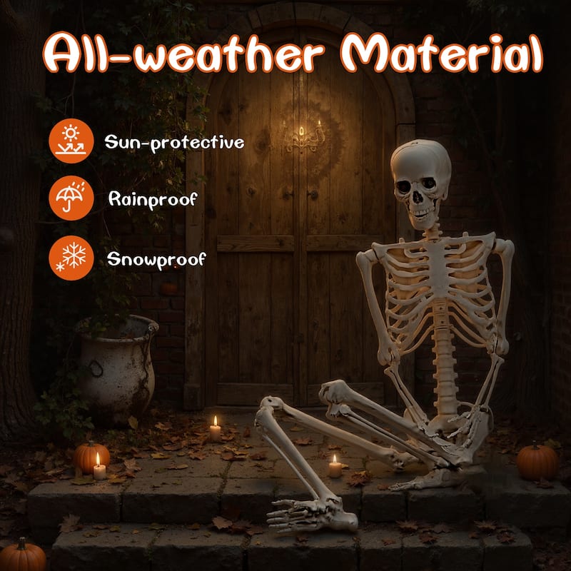 Gymax 5.4 FT Halloween Skeleton Decoration Life Size Large Skeleton w/