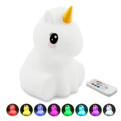 Vivzone Kids Silicone Tap Color Changing Animal LED Night Light - Unicorn