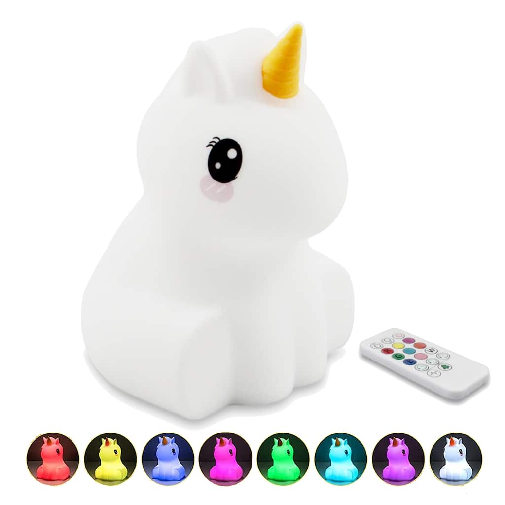 Vivzone Kids Silicone Tap Color Changing Animal LED Night Light - Unicorn