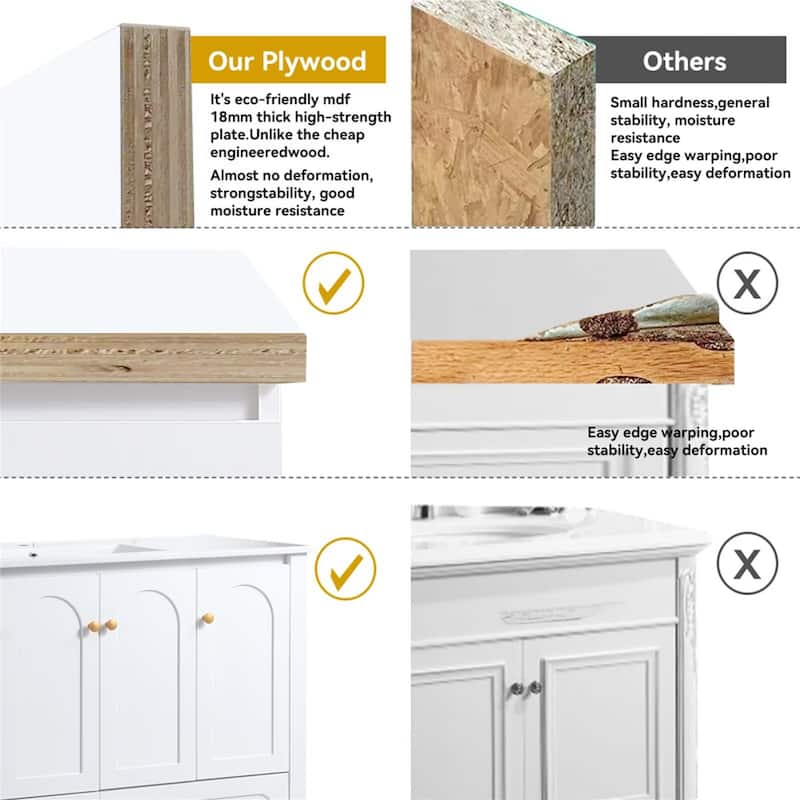 48" Bathroom Vanity with Ceramic Sink Combo, Abundant Storage Cabinet