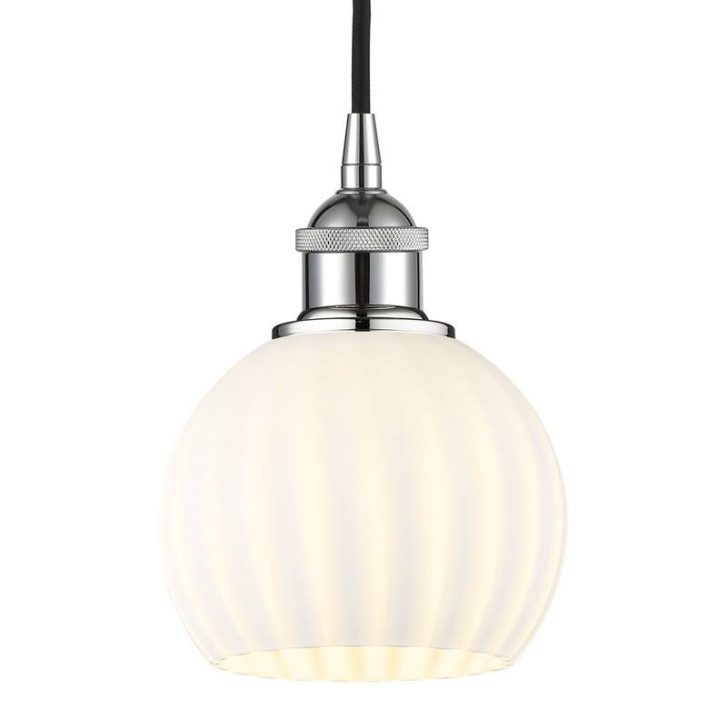 Innovations Lighting 616-1P 8 6 White Venetian Pendant White Venetian - Polished Chrome