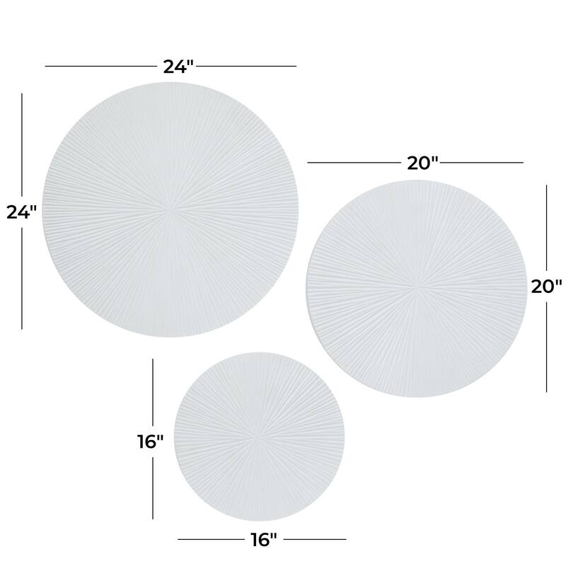 Wooden Plate Carved Radial Wall Decor - Set of 3 Gold, White or Black - CosmoLiving by Cosmopolitan