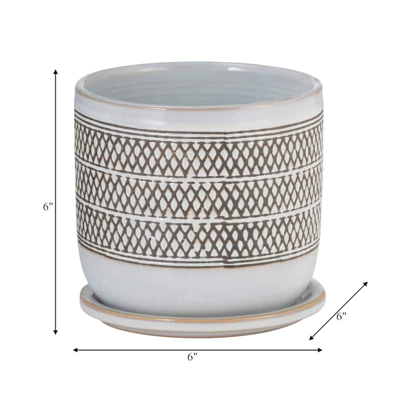 Sagebrook Home Ceramic Planter with Saucer