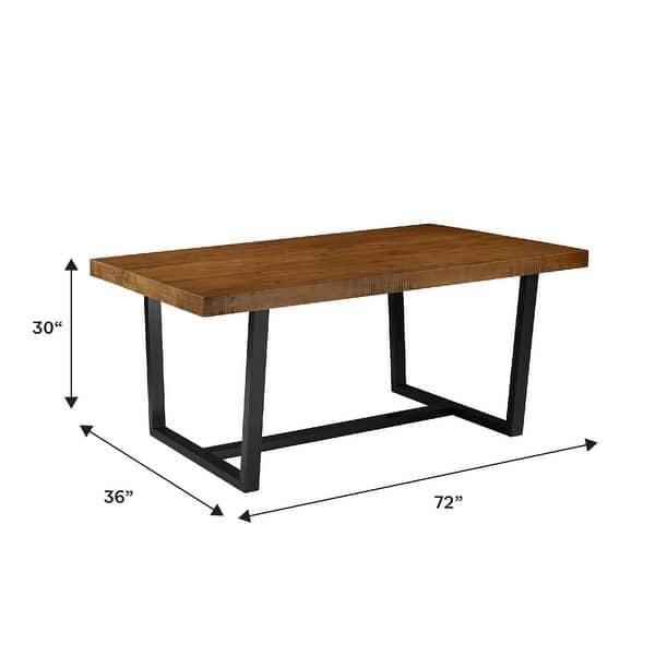 dimension image slide 2 of 3, Walker Edison Solid Wood 72-inch Distressed Dining Table