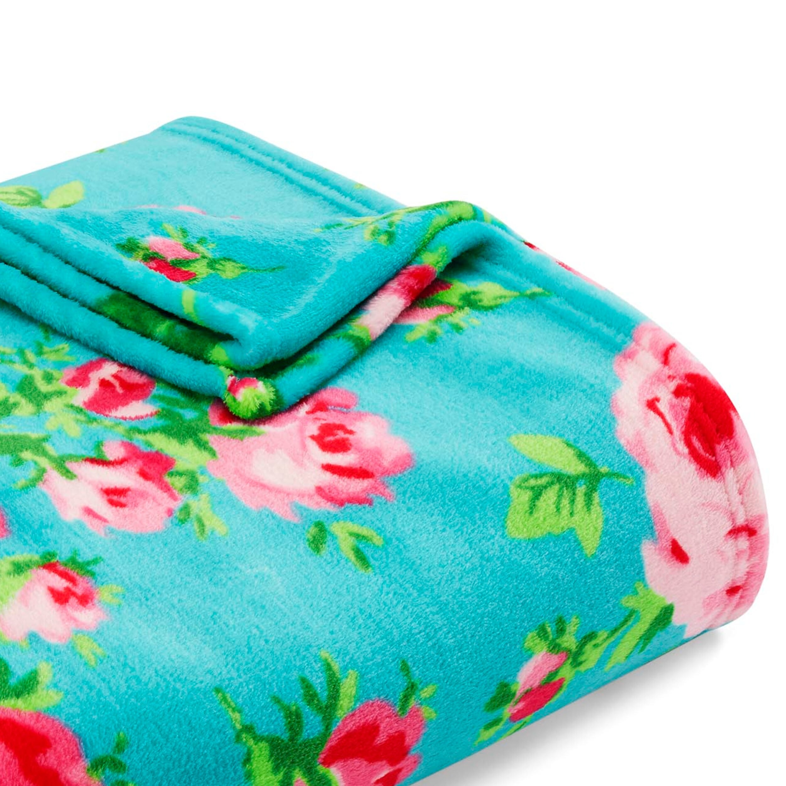 Betsey Johnson Bouquet Day Turquoise Ultra Soft Plush Blanket King