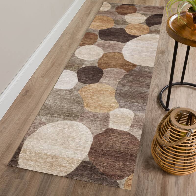 Machine Washable Indoor/ Outdoor Modern Circy Chantille Rug