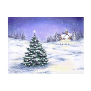 MAKIKO 'Christmas Tree In Snow' Canvas Art - White