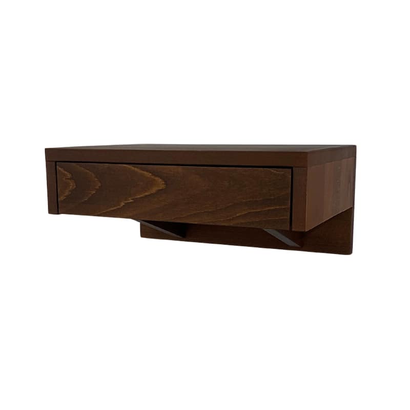 Solid Wood Floating Nightstand set of 2 Walnut Finish for Bedroom