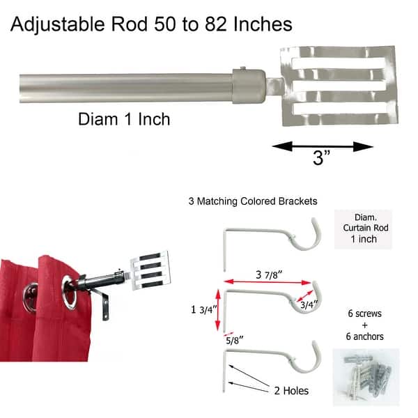 Adjustable Curtain Rod Set 50 To L Diam 0 75 Inches Wave Finial 50 L To L X 0 75 Inches D Overstock