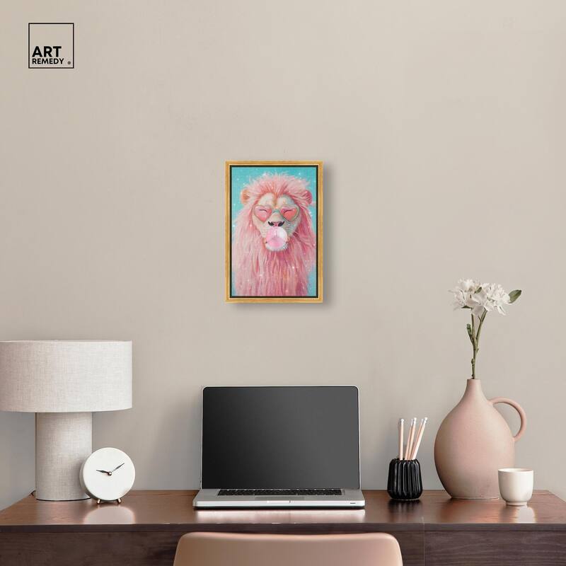 Pastel Lion Bubblegum Canvas by Art Remedy