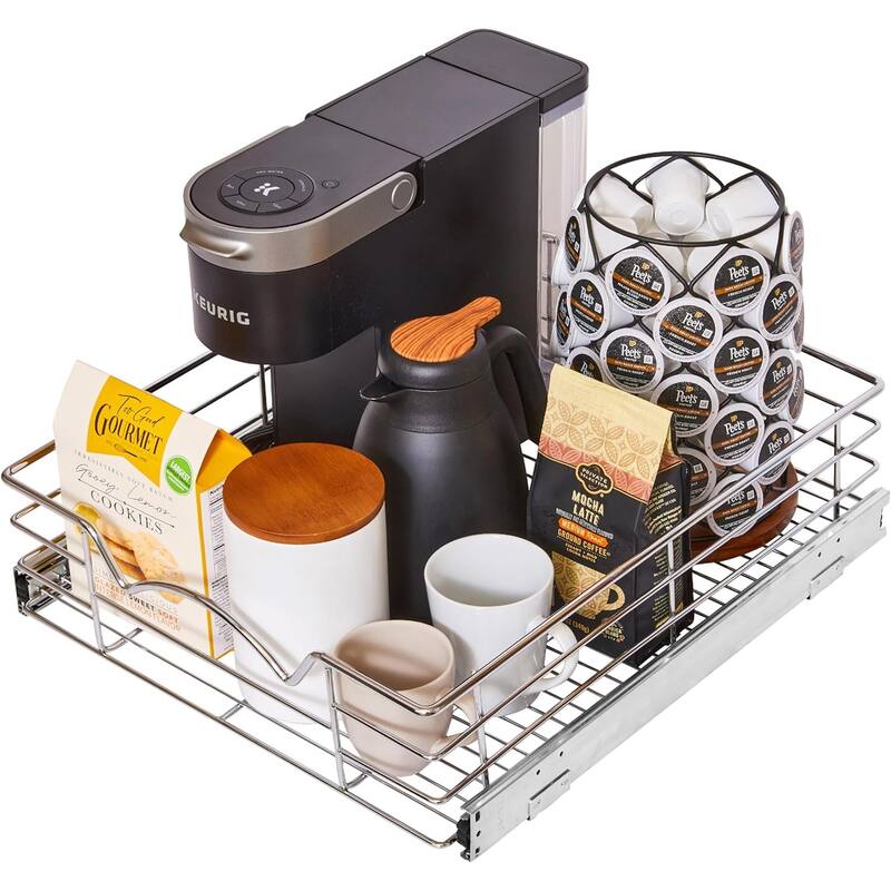 HOLDN’ STORAGE Pull Out Cabinet Organizers – Anti-Rust Chrome Pull Out Drawers for Kitchen Cabinets - 17" Wide