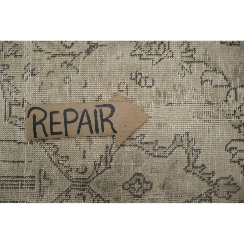 Hand Knotted Oriental 100% Wool Carpet Traditional Medallion Beige & Ivories Tabriz Area Rug - 9' 4'' X 6' 9''