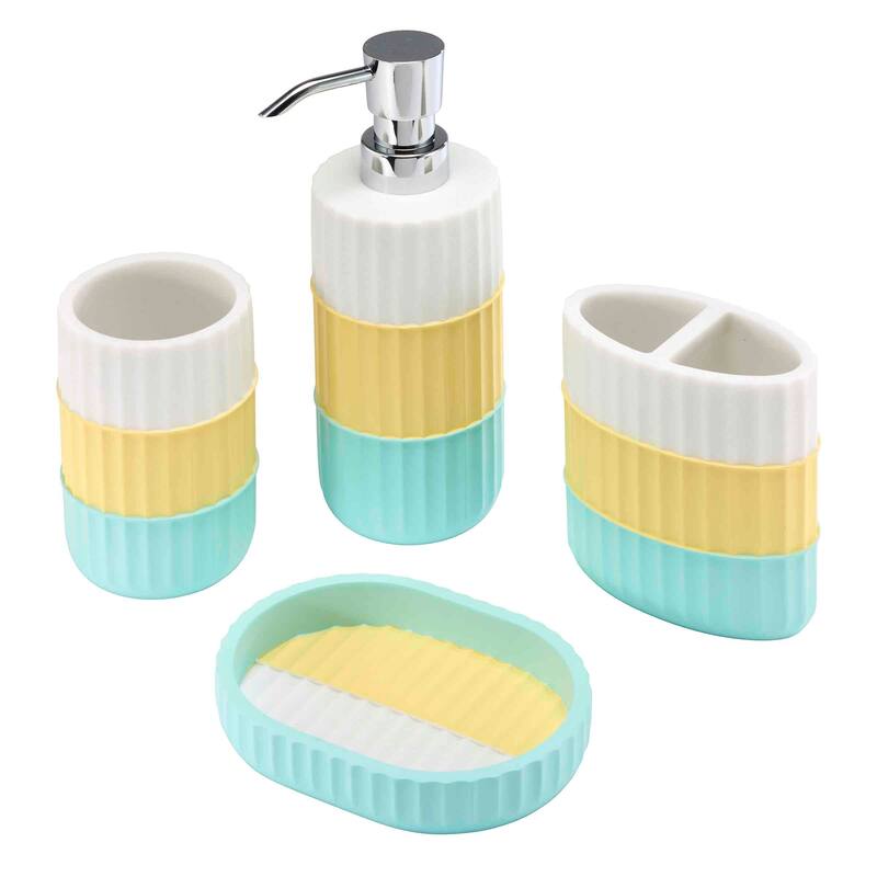 Izod Clubhouse Stripe 4-Piece Bath Accessory Set - Bath Acc 4pc Set - TM, TB, SD, LP