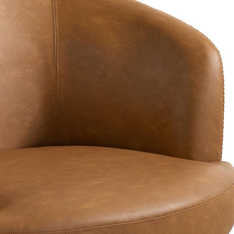 2 Set Faux Leather Club Swivel Barrel Accent Chair