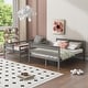 preview thumbnail 2 of 10, Gray Twin over Full Size Solid Wood Bunk Bed with Ladder and Fence for Kids