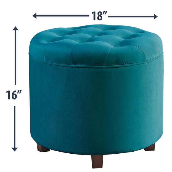 dimension image slide 1 of 4, Donovan Tufted Round Storage Ottoman