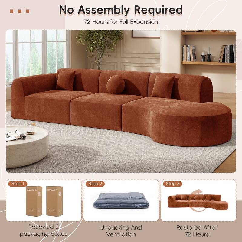 Christopher Knight Home- Buker Curved Polyester Sectional Sofa