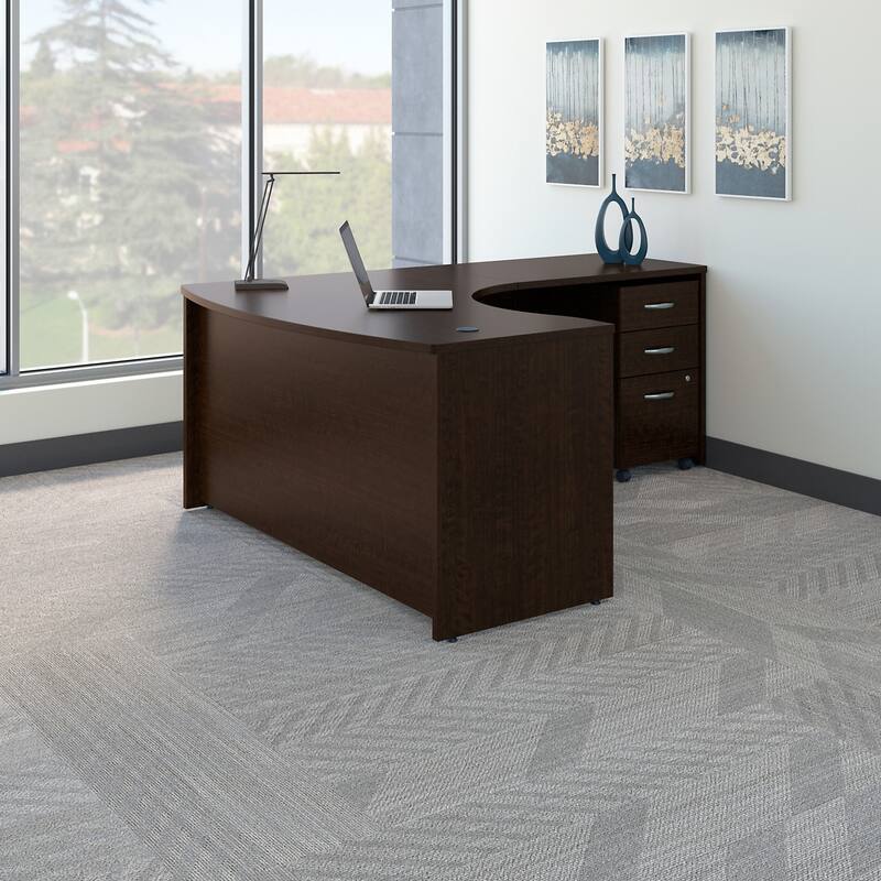 Series C Right Handed L Desk with Drawers by Bush Business Furniture - Mocha Cherry