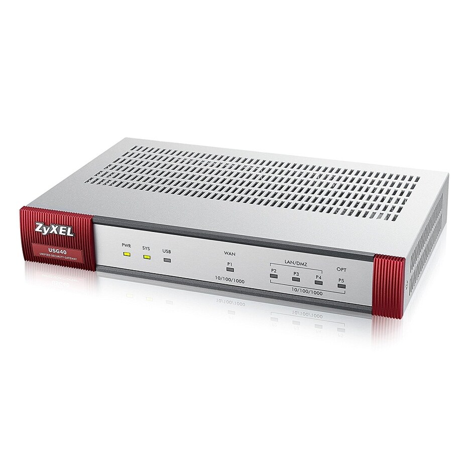 ZyXEL Next Generation Unified Security Gateway with 3 LAN/DMZ, 1 WAN, 1 OPT Ports - Hardware Only [USG40-NB]