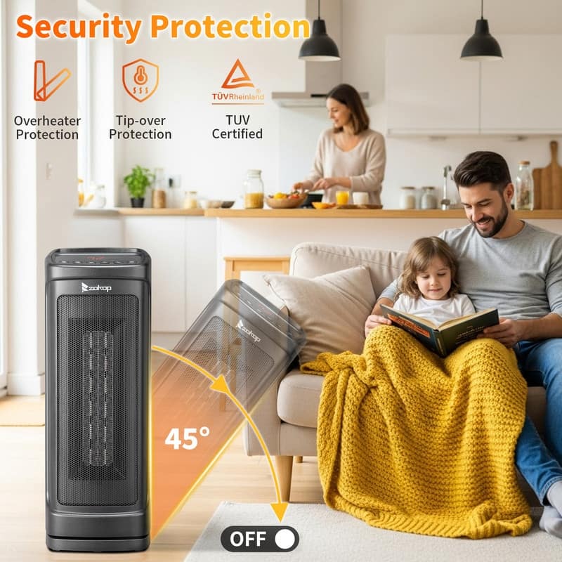 1500-Watt 17-Inch Portable Electric Heater with Remote Control